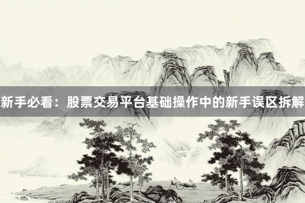 新手必看：股票交易平台基础操作中的新手误区拆解