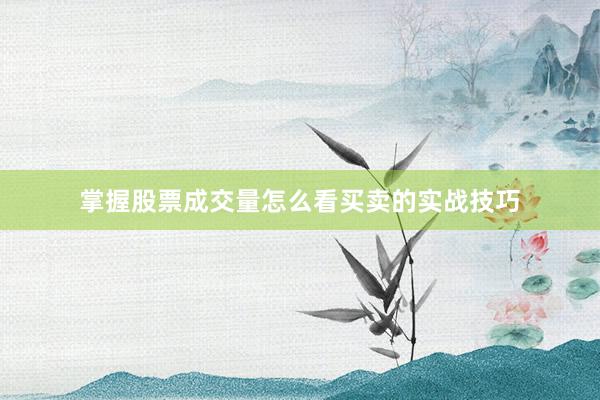 掌握股票成交量怎么看买卖的实战技巧