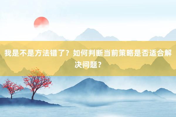 我是不是方法错了？如何判断当前策略是否适合解决问题？