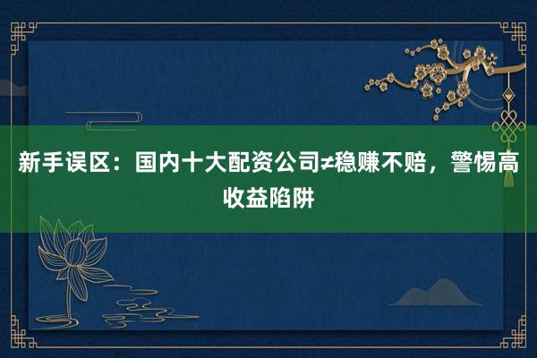新手误区：国内十大配资公司≠稳赚不赔，警惕高收益陷阱