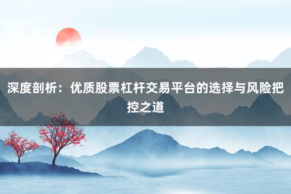 深度剖析：优质股票杠杆交易平台的选择与风险把控之道