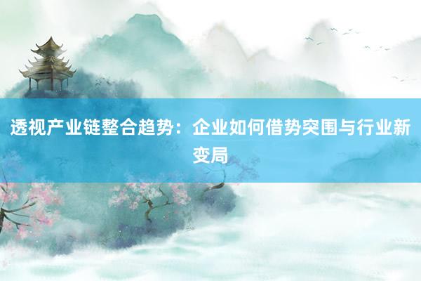 透视产业链整合趋势：企业如何借势突围与行业新变局
