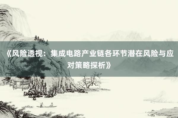 《风险透视：集成电路产业链各环节潜在风险与应对策略探析》