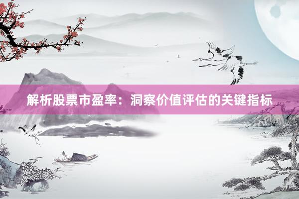 解析股票市盈率：洞察价值评估的关键指标