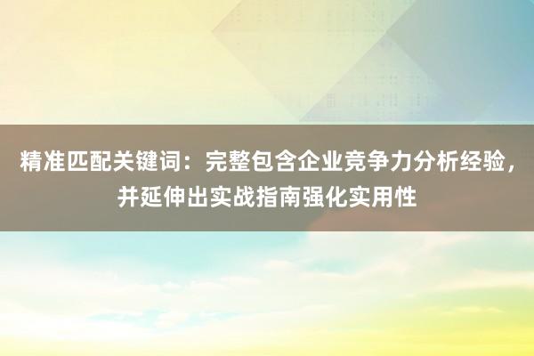 精准匹配关键词：完整包含企业竞争力分析经验，并延伸出实战指南强化实用性